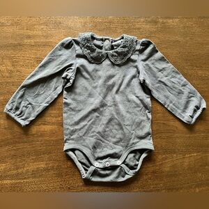 H&M Hand Dyed Gray Long Sleeve Baby Onesie 6-9 Months